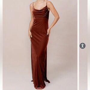 Revelry Skye Velvet Terracotta Bridesmaid Dress